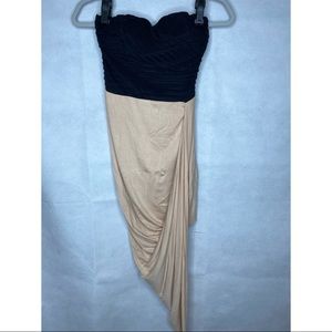 High low form fitting dress, strapless